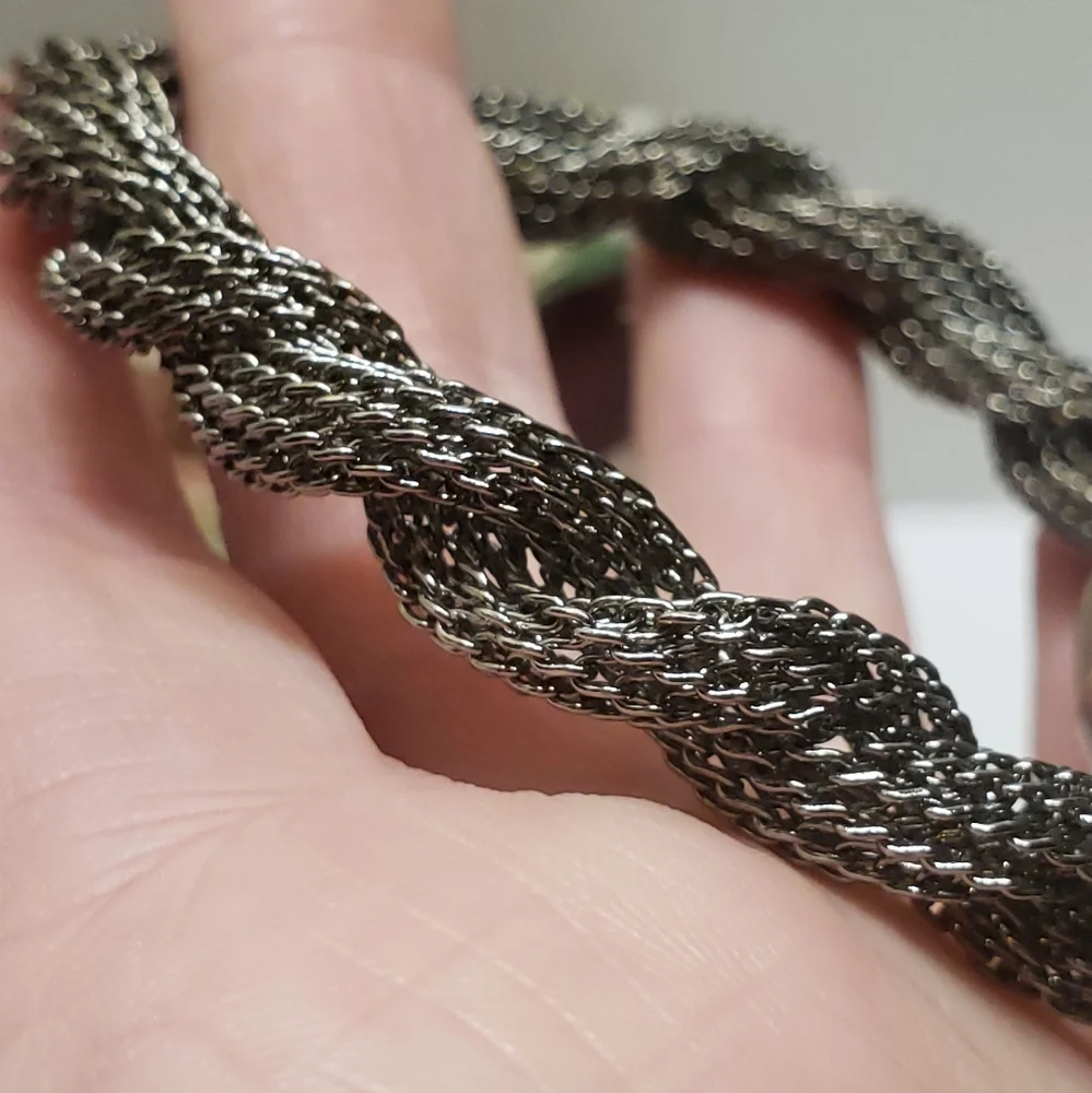 Silver Tone Mesh Twist Bracelet Statement Bracelet